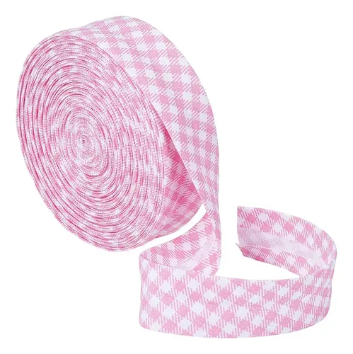1 Rollo De Cinta De Tartán Para Envolver Regalos Y Accesorio Rosa Con Blanco Tartan