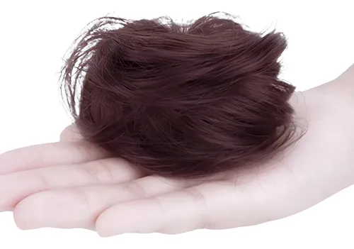 Rulo De Cabello Liso Para Peluca Femenina Chongo Castaño Osc