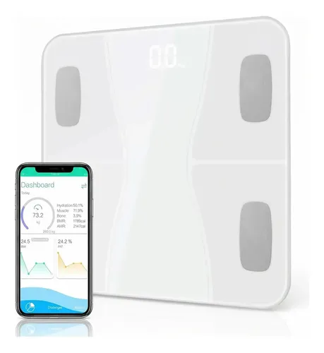 Balanza Digital de Baño GA con Bluetooth y Medidor de Grasa Corporal
