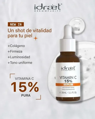 Serum Vitamina C 15% Revitalizante Piel Luminosa 30gr Idraet