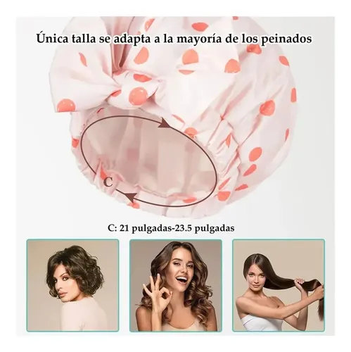 2 Pcs Gorros De Baño Ducha Impermeable Para Mujer Ajustable