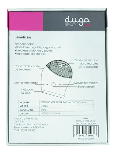 Limpiador Vibrador Facial De Silicona Recargable Duga D345 B