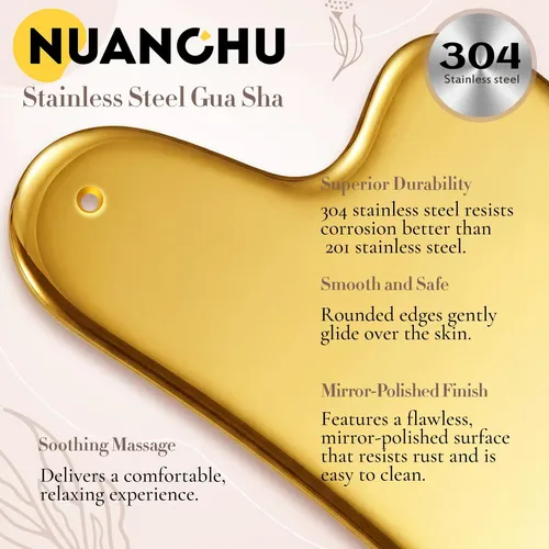 Gua Sha Facial Nuanchu Acero Inoxidable Corazón Dorado