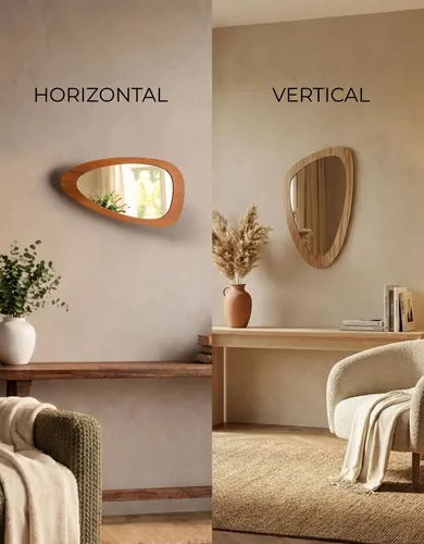 Espejo Madera Asimétrico Orgánico Curvo Deco. Moderno 38×60