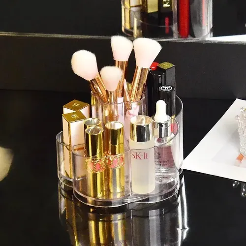 Organizador Giratorio Acrílico Para Maquillaje Brochas
