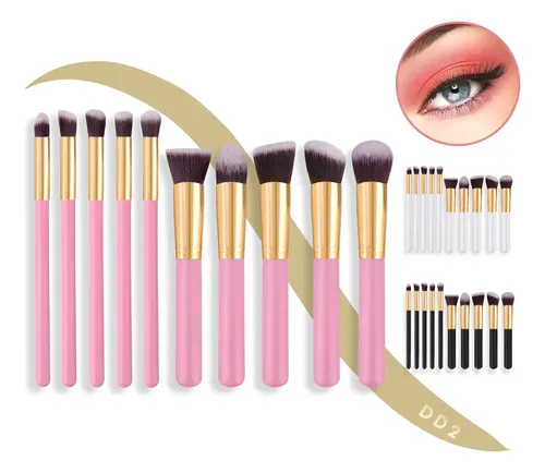 Set X10 Brocha Kabuki Para Maquillaje Makeup Profesional