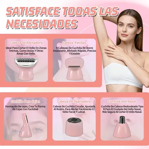 Depiladora Eléctrica 5 En 1 Mujer Facial Corporal