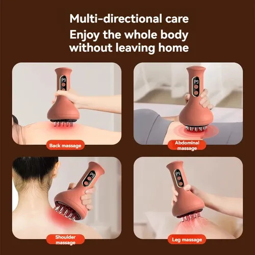 Masajeador Eléctrico Gua Sha Calor Vibración Luz Roja Cuello