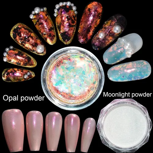 Polvos Holográficos Opal Chrome Uaruogp 2 Pack Para Uñas