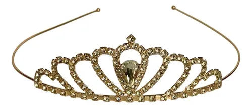 Corona Dorado Tiara Strass Ideal Fiesta Disfraz Etc X8 Unid