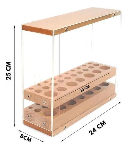 Porta Brochas Y Pinceles Norcel, Organizador De Maquillaje Cerrado De Madera Y Acrilico