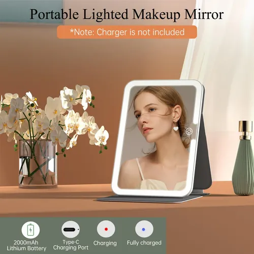 Espejo De Maquillaje Con Luz Led Funtouch Recargable Rainbow
