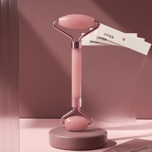 L Rodillo Facial Y Piedra Gua Sha De Cuarzo Rosa