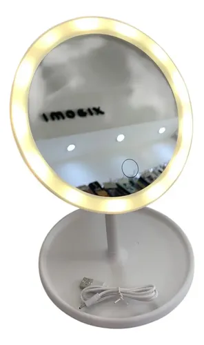 Espejo Maquillaje Led Táctil Portátil Con Carga Usb