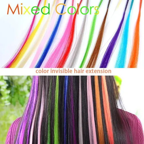 120pcs Extensiones Cabello Sinteticas Cortinas Fantasía
