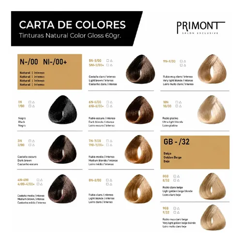 12 Tinturas Sin Amoniaco Natural Gloss Apto Vegano Primont