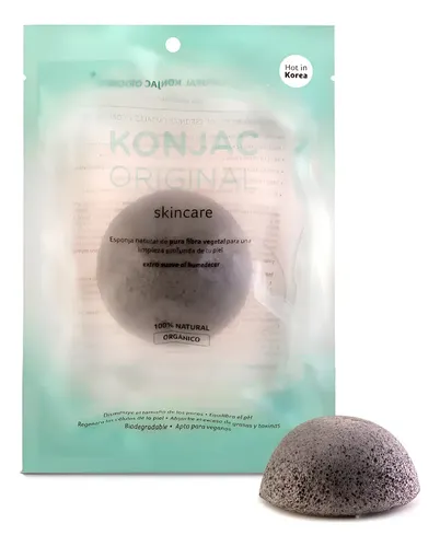 Konjac Esponja Facial Negra Con Cenizas De Bambu Natural