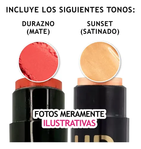 Kit de Barra Iluminador Cremoso y Rubor Stick HD Katalia para un Acabado Natural