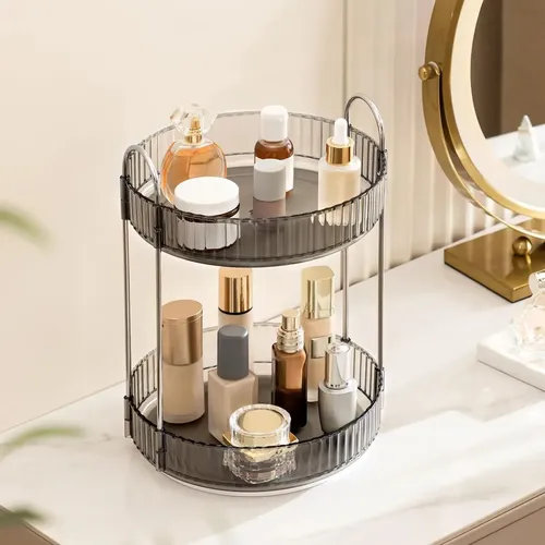 Organizador De Maquillaje Acrílico Giratorio De 360 Grados°, Gris