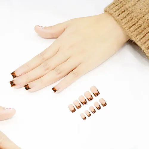 24 Uds. De Uñas Postizas Diseño Leopardo – Reutilizables