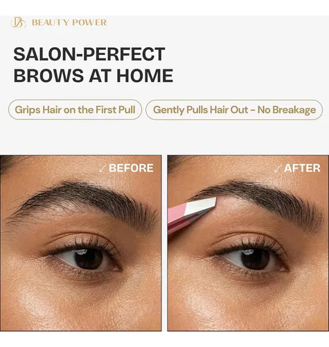 Pinza Profesional Rosa Precisión Para Cejas Y Vello Facial