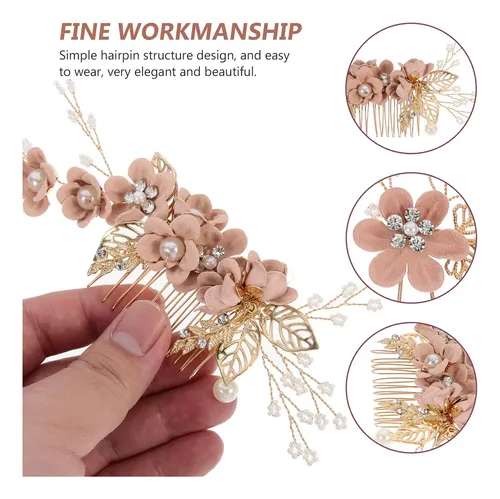 3pz Horquillas Boda Vintage Con Flores Elegantes