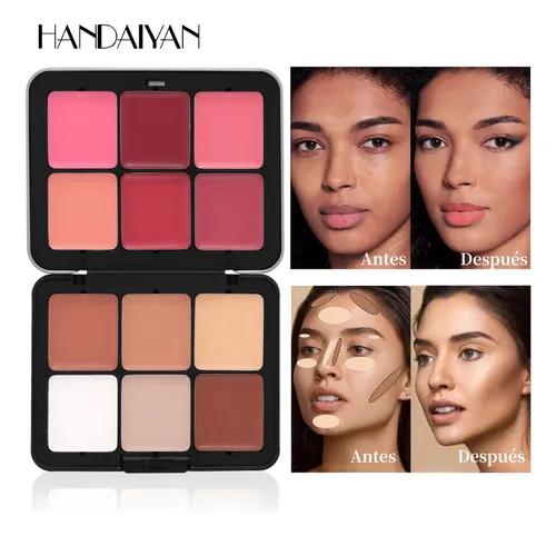 Paleta Facial Todo En Uno De 12 Colores, Colorete, Iluminado Mixto