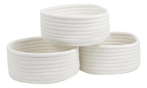 Set X3 Canastos Organizadores De Escritorio Para Cosméticos Blanco