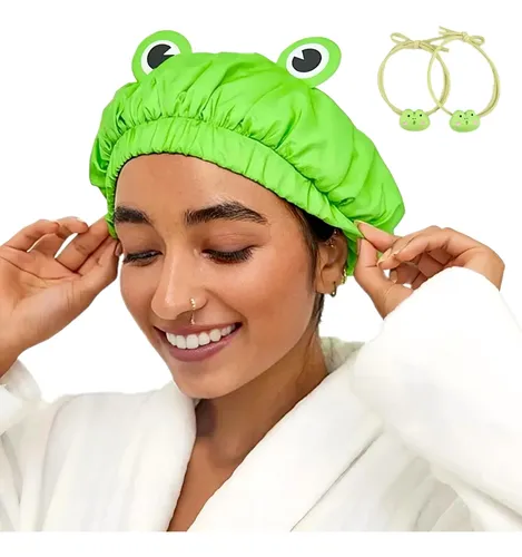 Gorro De Ducha Lamame Impermeable Reutilizable Green Frog Pa