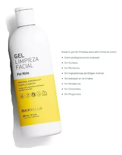 Gel Limpieza Facial Piel Mixta Pantenol Mazanilla Biobellus