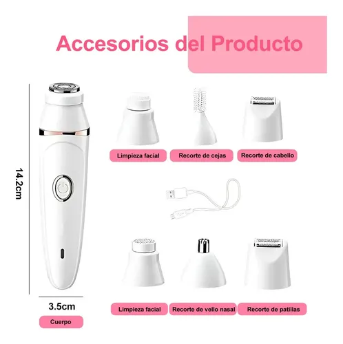 Depiladora Eléctrica Recargable 7 En 1 Para Mujer