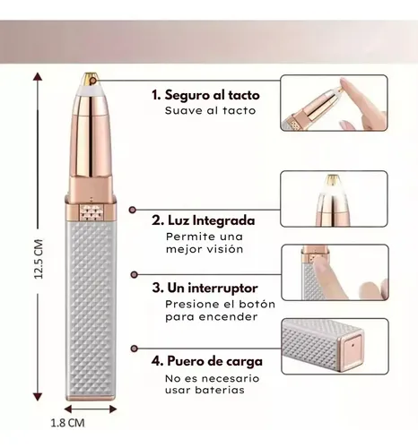 Depiladora Cejas Lápiz Eléctrico Recargable Usb Luz