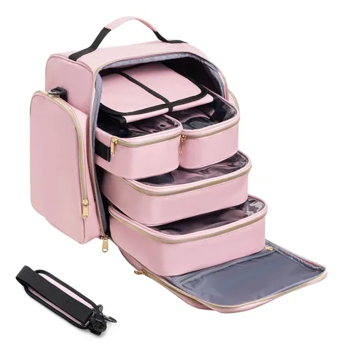 Neceser Viaje Con 4 Cajas Extraíbles Y Organizador Joyas.