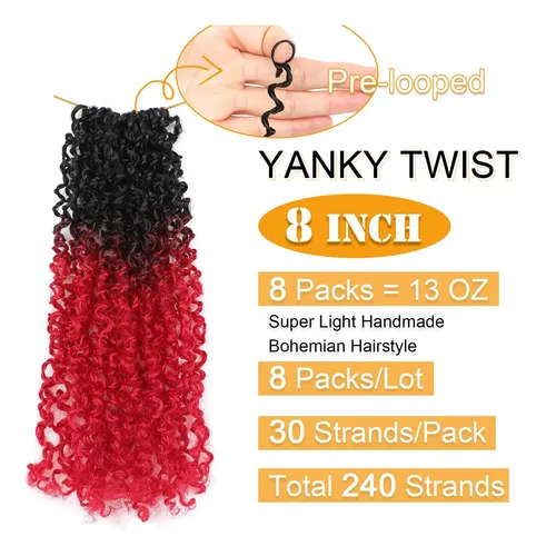 Cabello De Ganchillo Aksice Yanky Twist, 20 Cm, 8 Paquetes P