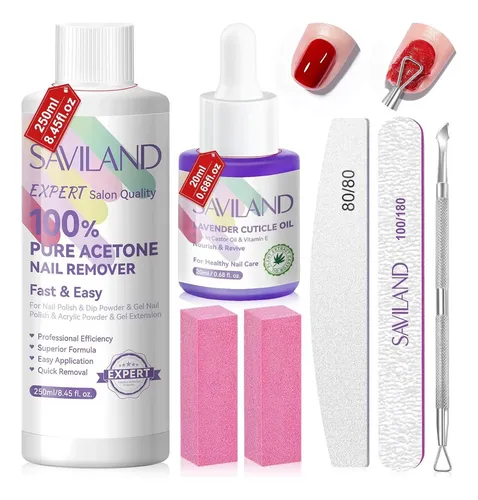 Kit Removedor De Uñas Con Acetona Saviland 250 Ml
