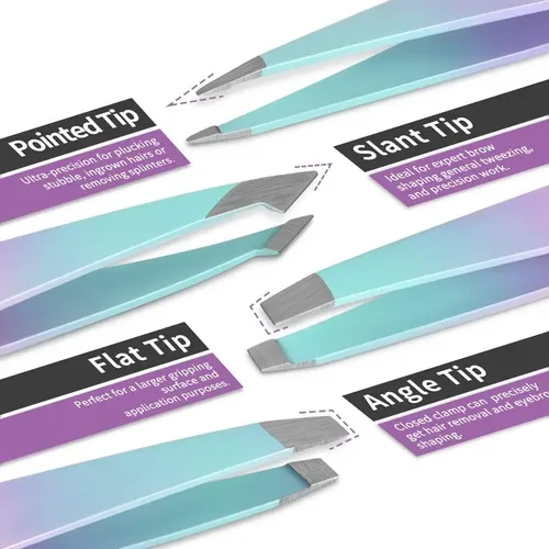 Set 7 Pinzas Precisión Para Cejas Con Tijera Curva Y Navaja