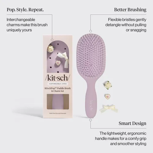Cepillo De Pelo Kitsch Paddle Para Mujer, Cepillo Desenredan Violeta