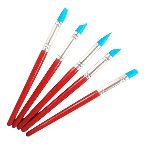 Pinceles De Goma X 5 Unidades Para Porcelana Uñas Silicona