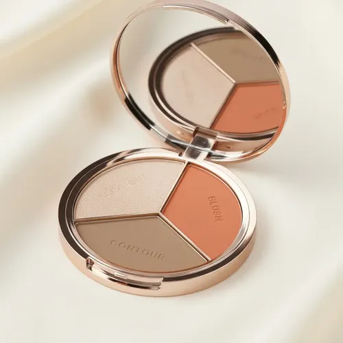 Paleta Maquillaje City Girl Contorno Rubor Iluminador Con Espejo 3 Tonos