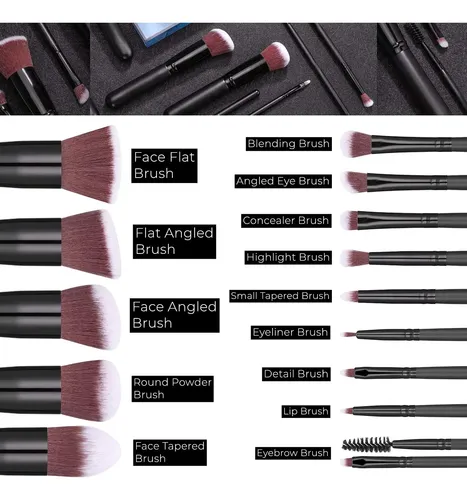 Qaset De Maquillaje 14 Piezas Base, Corrector, Sombra Morada Negro