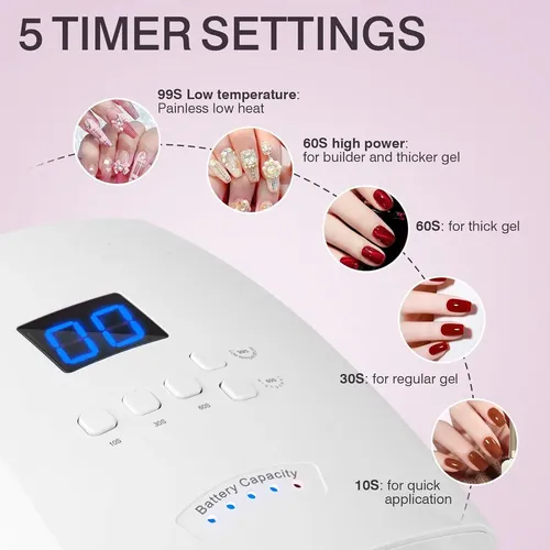 Lámpara Uv Led Recargable 66w Para Uñas Gel Acrílico
