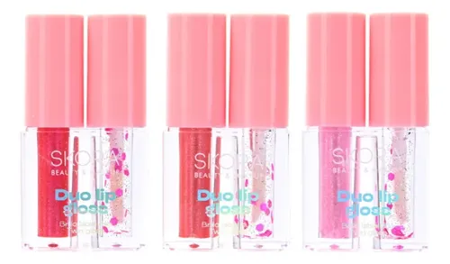Brillo Labial Lip Gloss Skora Duo Twin 3 Tonos Aplicador