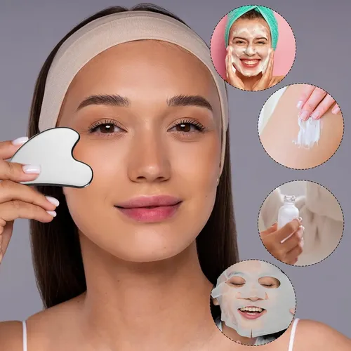 Set 2 Gua Sha Metal Plateado Para Masaje Facial Y Corporal