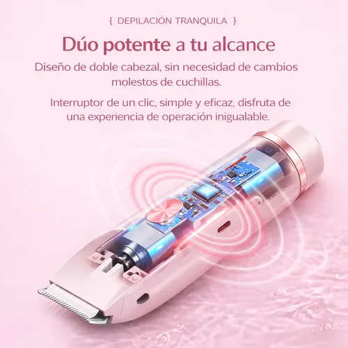 Doble Cabezal Afeitadora Mujer Sin Dolor Depiladora Eléctri