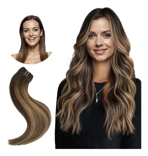 Extensiones De Cabello Humano Real 40cm 7pcs 75g #4/27/4