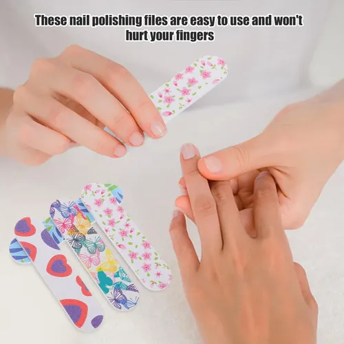 40 Piezas Limas De Uñas Mini 9 Cm Patrones De Tulipán