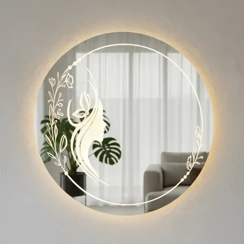 Espejo Circular Led 60cm Espejo Cálido Romántico Marco Transparente