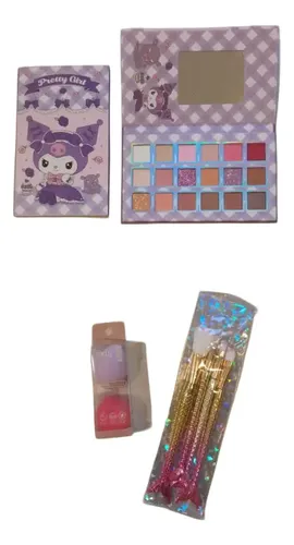 Kit Maquillaje Stitch Capibara Paleta 18 Colores 4 Pinceles