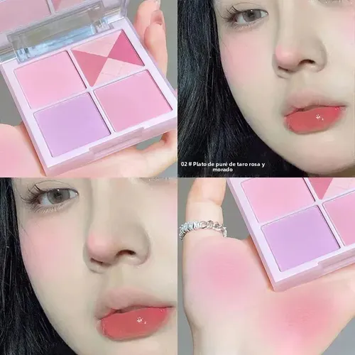 Paleta De Rubor 4 Tonos Naturales Y Saludables Para Rostro