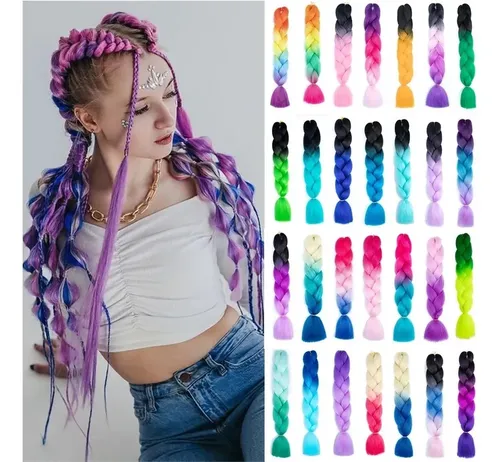 Peluca Morada Con Trenzas Al Estilo K-pop De Rumi . E
